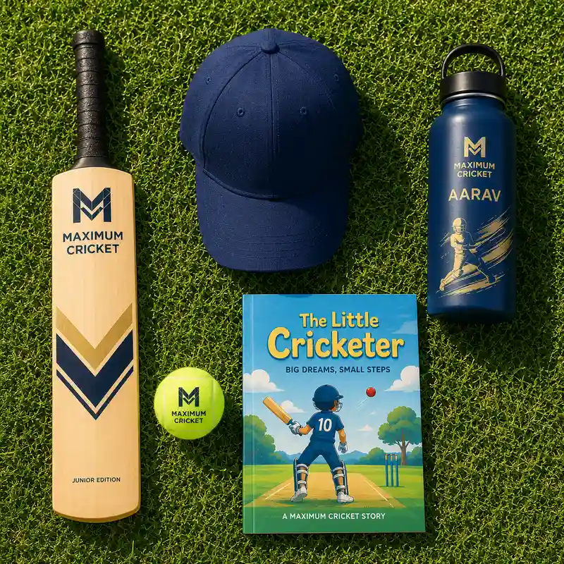 Junior Cricket Starter Gift — flat lay